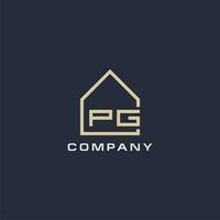 Initial letter PG real estate logo with simple roof style design ideas vector