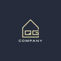 Initial letter QG real estate logo with simple roof style design ideas vector