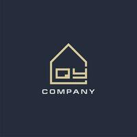Initial letter QY real estate logo with simple roof style design ideas vector