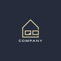 Initial letter QO real estate logo with simple roof style design ideas vector