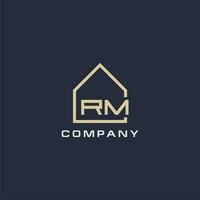 Initial letter RM real estate logo with simple roof style design ideas vector