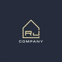 Initial letter RJ real estate logo with simple roof style design ideas vector