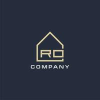 Initial letter RO real estate logo with simple roof style design ideas vector