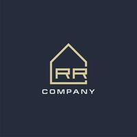 Initial letter RR real estate logo with simple roof style design ideas vector