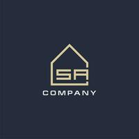 Initial letter SA real estate logo with simple roof style design ideas vector