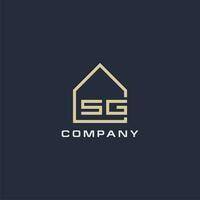 Initial letter SG real estate logo with simple roof style design ideas vector