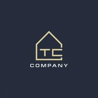 Initial letter TC real estate logo with simple roof style design ideas vector