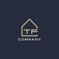 Initial letter TF real estate logo with simple roof style design ideas vector