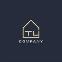 Initial letter TU real estate logo with simple roof style design ideas vector