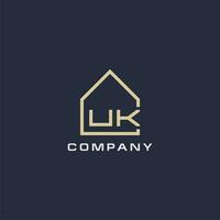 Initial letter UK real estate logo with simple roof style design ideas vector