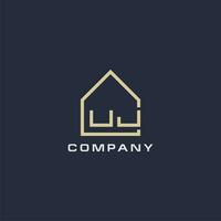 Initial letter UJ real estate logo with simple roof style design ideas vector