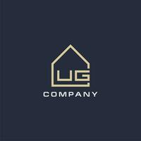Initial letter UG real estate logo with simple roof style design ideas vector
