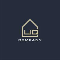 Initial letter UQ real estate logo with simple roof style design ideas vector