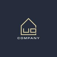 Initial letter UO real estate logo with simple roof style design ideas vector