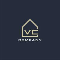 Initial letter VC real estate logo with simple roof style design ideas vector