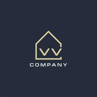 Initial letter VV real estate logo with simple roof style design ideas vector