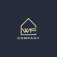inicial letra wf real inmuebles logo con sencillo techo estilo diseño ideas vector