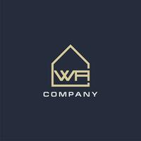 Initial letter WA real estate logo with simple roof style design ideas vector