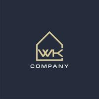 Initial letter WK real estate logo with simple roof style design ideas vector