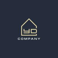 Initial letter YD real estate logo with simple roof style design ideas vector