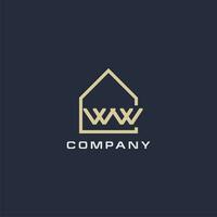 Initial letter WW real estate logo with simple roof style design ideas vector