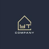 Initial letter YT real estate logo with simple roof style design ideas vector