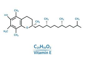 Molecule skeletal formula of Vitamin E or alpha-tocopherol vector illustration.