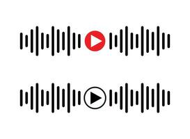 Sound wave icon, podcast player interface, music symbol, sound wave, loading progress bar and buttons. vector