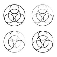 Trigram symbol made of 3 circles and a circle passing through their centers with an equilateral triangle vector illusrtation.