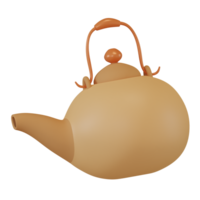 3D Render Illustration of Teapot in Cartoon Style. Cozy Autumn Concept Illustration png