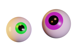 3d render of two eyeballs. Halloween celebration concept. Isolated element png