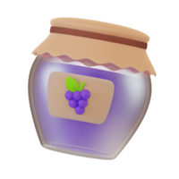 3D Render of Grape Jam Jar. Food Concept Illustration png