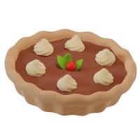 3D Render of Berry Pie Cake with cream in Cartoon Style. Food Concept Illustration png