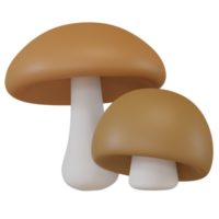 3D Render of Two Mushrooms in Cartoon Style. Autumn Concept Illustration png