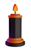 3d render of black orange candle. Halloween celebration concept. Isolated element png