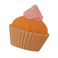 3D Render of Pumpkin Cupcake with Cream. Food Concept Illustration png