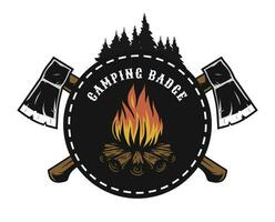 wild camping badge design for template vector