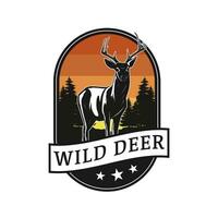 wildlife adventure badge with deer vector