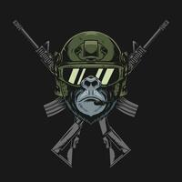 gorilla helmet and assault rifle illustration vector