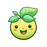 söt grön äpple med leende ansikte png