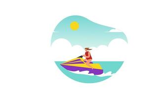 People young riding a jet ski vector illustration