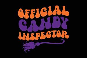 Official candy inspector Funny Retro Groovy Halloween T-Shirt Design vector