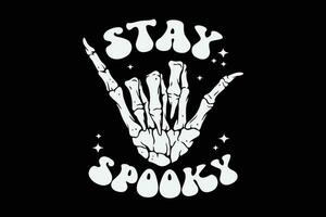 Stay Spooky Funny Retro Groovy Halloween T-Shirt Design vector