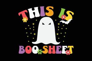 This is Boo Sheet Funny Retro Groovy Halloween T-Shirt Design vector