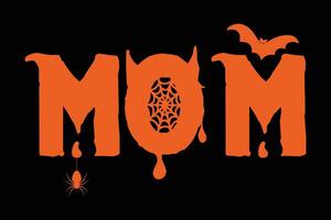 Mom Funny Halloween T-Shirt Design vector