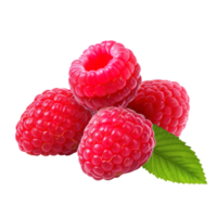 Ripe red raspberry with leaf, created with Generative AI png