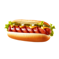 Hot dog with mustard and ketchup, created with Generative AI png