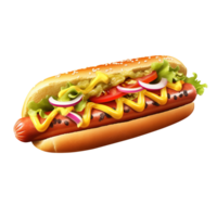 Hot dog with mustard and ketchup, created with Generative AI png