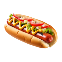 Hot dog with mustard and ketchup, created with Generative AI png
