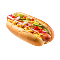 chaud chien avec moutarde et ketchup, établi avec génératif ai png